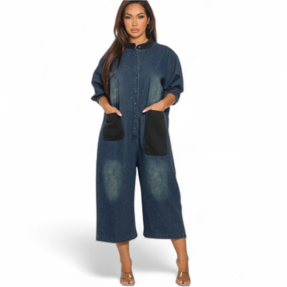 Denim Oversized Jumpsuit  NWOT